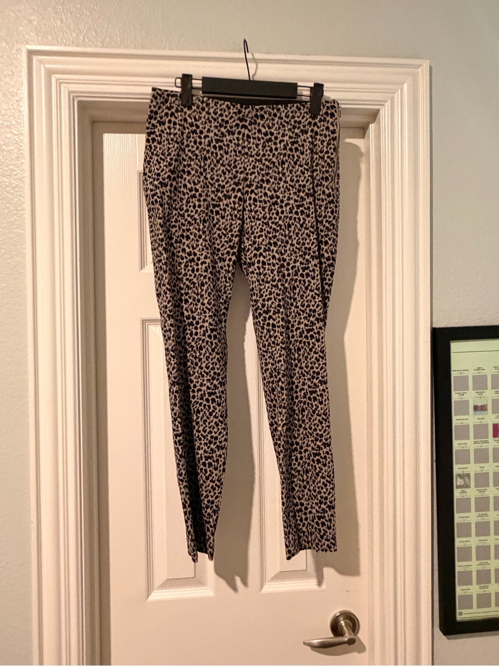 Leopard Print Skinny Pants Stretchy - Beige and Black